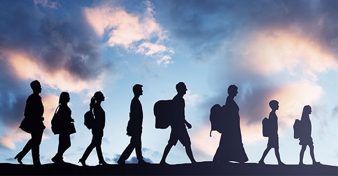 diverse group of people walking together