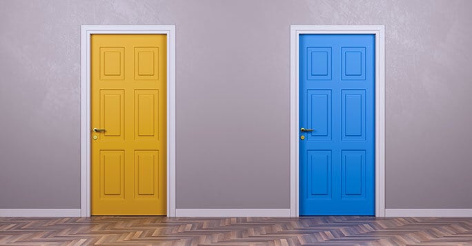 blue and yellow door